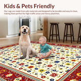 Ultra Soft Area Rug, Non Slip, Stain Resistant, Washable Area Rugs for Living Room, Bedroom, Eclectic Bright Abstract Design(Red)