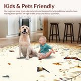 Ultra Soft Area Rug, Non Slip, Stain Resistant, Washable Area Rugs for Living Room, Bedroom, Abstract Insect Meadow Ultra Floor(Beige)