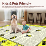 Ultra Soft Area Rug, Non Slip, Stain Resistant, Washable Area Rugs for Living Room, Bedroom, Retro Grunge Floral Pattern(Yellow)