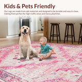 Ultra Soft Area Rug, Non Slip, Stain Resistant, Washable Area Rugs for Living Room, Bedroom, Serene Gentle Pastel Blend(Pink)