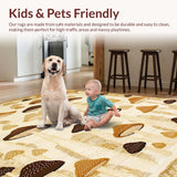 Ultra Soft Area Rug, Non Slip, Stain Resistant, Washable Area Rugs for Living Room, Bedroom, Chic Playful Nature-Inspired Design(Beige)