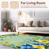 Ultra Soft Area Rug, Non Slip, Stain Resistant, Washable Area Rugs for Living Room, Bedroom, Summer Floral Bath(Blue)