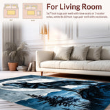 Ultra Soft Area Rug, Non Slip, Stain Resistant, Washable Area Rugs for Living Room, Bedroom, Rustic Gray Toned Animal Motif(Blue)