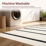 Ultra Soft Area Rug, Non Slip, Stain Resistant, Washable Area Rugs for Living Room, Bedroom, Sleek Transitional Striped Visual Appeal(Beige)