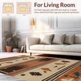 Ultra Soft Area Rug, Non Slip, Stain Resistant, Washable Area Rugs for Living Room, Bedroom, Wildlife Bass Fish Area Rug for Home Decor(Beige)