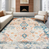 Ultra Soft Area Rug, Non Slip, Stain Resistant, Washable Area Rugs for Living Room, Bedroom, Sophisticated Neutral Floral Aesthetic(Orange)