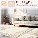 Modern Abstract Area with Beige Tones and Ivory Motif(Beige)