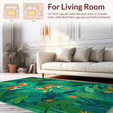Ultra Soft Area Rug, Non Slip, Stain Resistant, Washable Area Rugs for Living Room, Bedroom, Vibrant Tropical Animal Aesthetic(Blue)