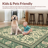 Ultra Soft Area Rug, Non Slip, Stain Resistant, Washable Area Rugs for Living Room, Bedroom, Antique Motif Sage Meditation Space Washable Carpet(Beige)