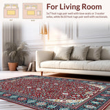 Ultra Soft Area Rug, Non Slip, Stain Resistant, Washable Area Rugs for Living Room, Bedroom, Sophisticated Diamond Lattice Style(Red)