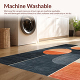 Ultra Soft Area Rug, Non Slip, Stain Resistant, Washable Area Rugs for Living Room, Bedroom, Modern Geometric Rug in Charcoal, Cream, and Peach Color Palette(Gray)