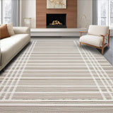 Ultra Soft Area Rug, Non Slip, Stain Resistant, Washable Area Rugs for Living Room, Bedroom, Elegant Earthy Border Design(Beige)