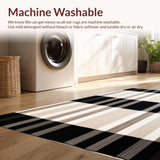 Ultra Soft Area Rug, Non Slip, Stain Resistant, Washable Area Rugs for Living Room, Bedroom, Modern Striped Area with Bold Beige and Black Contrasts(Beige)