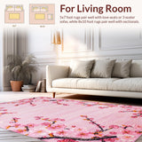 Ultra Soft Area Rug, Non Slip, Stain Resistant, Washable Area Rugs for Living Room, Bedroom, Elegant Pink Vintage Style(Pink)