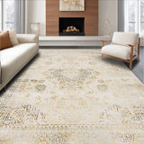 Ultra Soft Area Rug, Non Slip, Stain Resistant, Washable Area Rugs for Living Room, Bedroom, Beige Vintage Style Low Pile Accent(Beige)