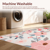 Ultra Soft Area Rug, Non Slip, Stain Resistant, Washable Area Rugs for Living Room, Bedroom, Blush Pink Boho Nursery Foldable Machine Washable Rug(White)