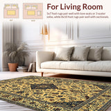 Ultra Soft Area Rug, Non Slip, Stain Resistant, Washable Area Rugs for Living Room, Bedroom, Elegant Paisley Luxe Aesthetic(Beige)