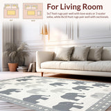 Ultra Soft Area Rug, Non Slip, Stain Resistant, Washable Area Rugs for Living Room, Bedroom, Elegant Soft-Hued Animal Motif(Gray)