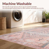 Ultra Soft Area Rug, Non Slip, Stain Resistant, Washable Area Rugs for Living Room, Bedroom, Stylish Vintage-inspired Lattice Theme(Pink)