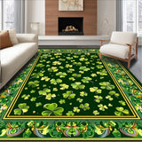 Ultra Soft Area Rug, Non Slip, Stain Resistant, Washable Area Rugs for Living Room, Bedroom, Rustic Springtime Clover Motif(Green)
