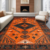 Ultra Soft Area Rug, Non Slip, Stain Resistant, Washable Area Rugs for Living Room, Bedroom, Elegant Earth Tones Design(Orange)