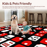 Ultra Soft Area Rug, Non Slip, Stain Resistant, Washable Area Rugs for Living Room, Bedroom, Dynamic Modern Geometric Layout(Red)