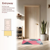 Ultra Soft Area Rug, Non Slip, Stain Resistant, Washable Area Rugs for Living Room, Bedroom, Abstract Washable Bedroom Luxury Area Rug(Pink)