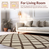 Ultra Soft Area Rug, Non Slip, Stain Resistant, Washable Area Rugs for Living Room, Bedroom, Modern Natural Weave Arrangement(Beige)