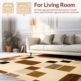 Ultra Soft Area Rug, Non Slip, Stain Resistant, Washable Area Rugs for Living Room, Bedroom, Modern Plush Ogee Pattern(Beige)
