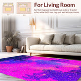 Ultra Soft Area Rug, Non Slip, Stain Resistant, Washable Area Rugs for Living Room, Bedroom, Electric Moonlit Floral Artwork(Pink)