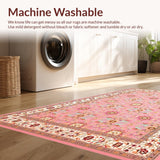 Ultra Soft Area Rug, Non Slip, Stain Resistant, Washable Area Rugs for Living Room, Bedroom, Rustic Creamy Beige Lattice Arrangement(Pink)