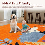 Ultra Soft Area Rug, Non Slip, Stain Resistant, Washable Area Rugs for Living Room, Bedroom, Expressive Youth Themed Illustrative Art(Orange)