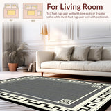 Ultra Soft Area Rug, Non Slip, Stain Resistant, Washable Area Rugs for Living Room, Bedroom, Sophisticated Black White Trellis Design(Black)