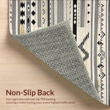 Ultra Soft Area Rug, Non Slip, Stain Resistant, Washable Area Rugs for Living Room, Bedroom, Boho Luxe Area with Tribal Chevron Stripes and Artistic Contrast Design(Black)