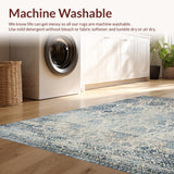 Ultra Soft Area Rug, Non Slip, Stain Resistant, Washable Area Rugs for Living Room, Bedroom, Contemporary Soft Monochrome Pattern(Blue)