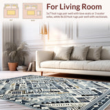 Ultra Soft Area Rug, Non Slip, Stain Resistant, Washable Area Rugs for Living Room, Bedroom, Sophisticated Lattice Gray Visual Piece(Blue)