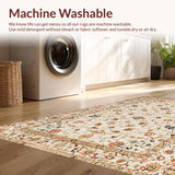 Ultra Soft Area Rug, Non Slip, Stain Resistant, Washable Area Rugs for Living Room, Bedroom, Sophisticated Neutral Botanical Print(Beige)