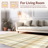 Ultra Soft Area Rug, Non Slip, Stain Resistant, Washable Area Rugs for Living Room, Bedroom, Beige Area Modern Printed Plaid Design(Beige)