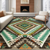 Ultra Soft Area Rug, Non Slip, Stain Resistant, Washable Area Rugs for Living Room, Bedroom, Eclectic Geometric Earthy Tones(Blue)