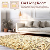 Ultra Soft Area Rug, Non Slip, Stain Resistant, Washable Area Rugs for Living Room, Bedroom, Ancient Floral Hallway for Entryway Floor(Beige)