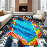 Ultra Soft Area Rug, Non Slip, Stain Resistant, Washable Area Rugs for Living Room, Bedroom, Vibrant City Road Educational Playroom Rug(Blue)