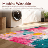Ultra Soft Area Rug, Non Slip, Stain Resistant, Washable Area Rugs for Living Room, Bedroom, Dynamic Teal Pink Watercolor Fusion(Pink)