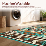 Ultra Soft Area Rug, Non Slip, Stain Resistant, Washable Area Rugs for Living Room, Bedroom, Chic Abstract Southwestern Flair(Brown)