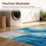 Ultra Soft Area Rug, Non Slip, Stain Resistant, Washable Area Rugs for Living Room, Bedroom, Trendy Distressed Ombre Rug Featuring a Blue to Beige Color Palette(Blue)