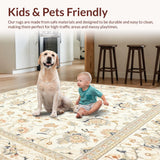 Ultra Soft Area Rug, Non Slip, Stain Resistant, Washable Area Rugs for Living Room, Bedroom, Farmhouse Inspired Beige Floral Indoor Floor Cover(Beige)