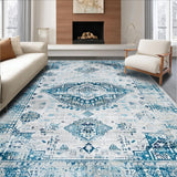 Ultra Soft Area Rug, Non Slip, Stain Resistant, Washable Area Rugs for Living Room, Bedroom, Luxurious Light Blue Organic Pattern(Blue)