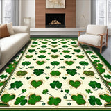 Ultra Soft Area Rug, Non Slip, Stain Resistant, Washable Area Rugs for Living Room, Bedroom, Charming White and Green Floral Arrangement(Green)