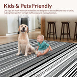 Ultra Soft Area Rug, Non Slip, Stain Resistant, Washable Area Rugs for Living Room, Bedroom, Minimalist Dual-Tone Striped Floor Covering with Absorbent Non-Slip Texture(Gray)