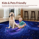Ultra Soft Area Rug, Non Slip, Stain Resistant, Washable Area Rugs for Living Room, Bedroom, Futuristic Stellar Graphic Arrangement(Blue)