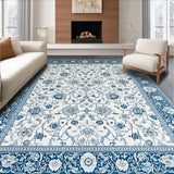 Ultra Soft Area Rug, Non Slip, Stain Resistant, Washable Area Rugs for Living Room, Bedroom, Sophisticated Transitional Floral Scheme(White)